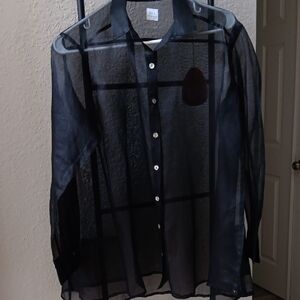 JILL MCGOWAN..NEW!! SHEER SILK TULLE BLOUSE..Size M/L